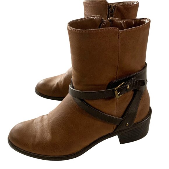 Chaps Ralph Lauren Womens Size 8.5 B Mid Ankle Bootie Boots Side Zip Brown - Picture 3 of 7